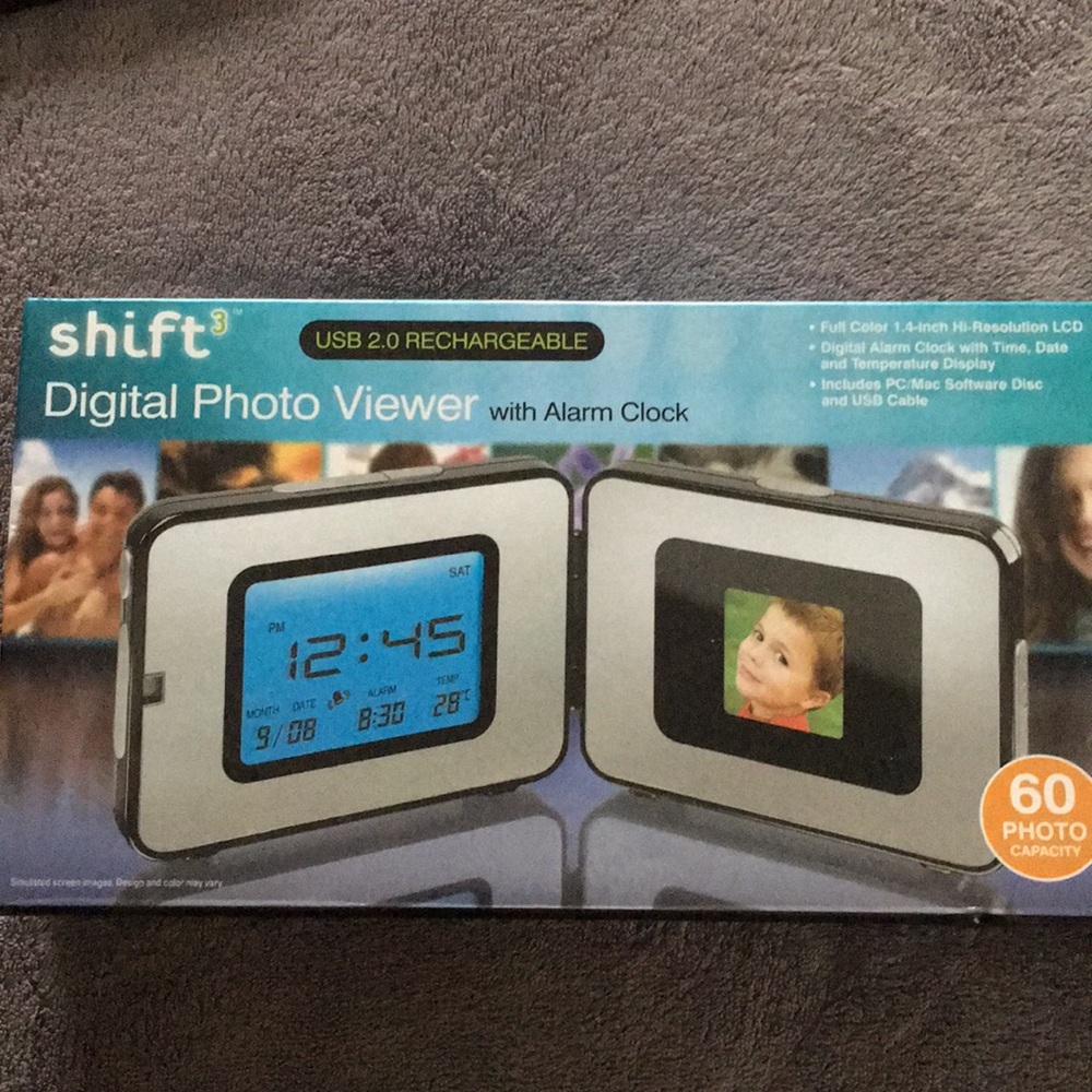 Shift Digital Photo Viewer with Alarm Clock